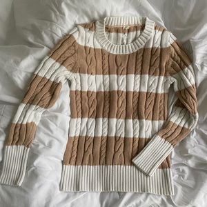 J.crew striped beige white sweater size S/M